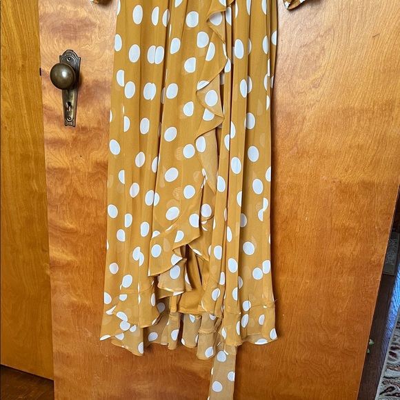 Danny & Nicole Mustard Polka Dot Midi Dress - Picture 5 of 5